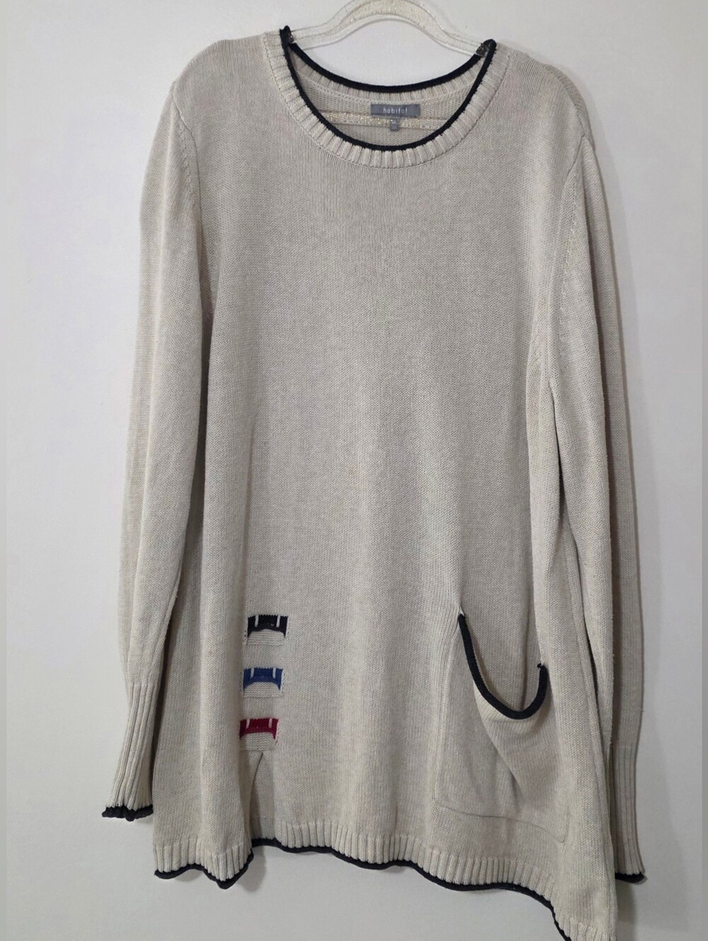 Habitat Tunic Sweater 100% Cotton Ladder Stitch Detail Pocket Lagenlook XXL